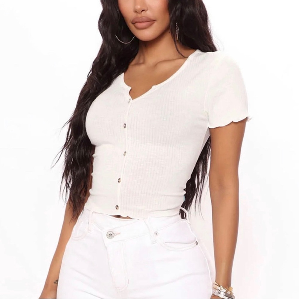 Off White Button Front Top